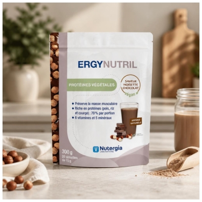 Nutergia Ergynutril Protéines Végétales Saveur Noisette Chocolat 300 g