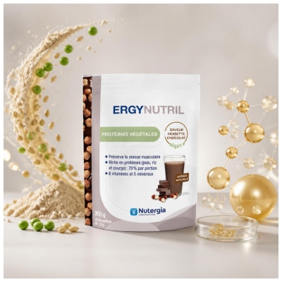 Nutergia Ergynutril Protéines Végétales Saveur Noisette Chocolat 300 g