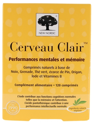 New Nordic Cerveau Clair Performance Mentales et Mémoire Complément Alimentaire 120 Comprimés