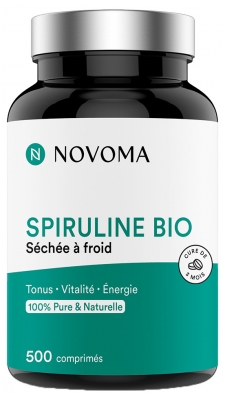 Novoma Spiruline Séchée à Froid Tonus Vitalité & Énergie Bio 500 Comprimés