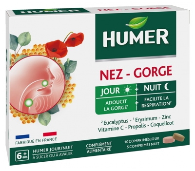 Humer Comprimés Nez / Gorge - Jour / Nuit - 9 Personnes Sur 10 Satisfaites - 5 Jours de Prise
