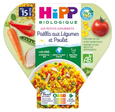 Hipp Paëlla Aux Légumes et Poulet Assiette 250 g Dès 15 Mois