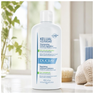 Ducray Kelual Squanorm Shampoing Traitant Régulateur Pellicules Grasses & Récidivantes 400 ml