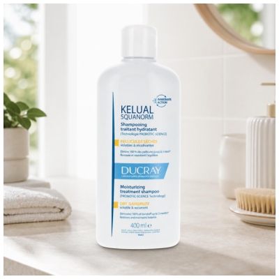 Ducray Kelual Squanorm Shampoing Traitant Hydratant Pellicules Sèches Volatiles & Récidivantes 400 ml