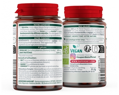 Superdiet Spiruline Bio 45 Unités