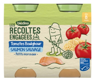 Blédina Les Récoltes Bio Petits Tomates Boulghour Saumon Sauvage 8 Mois 2 POTS