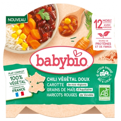 Babybio Chili Végétal Doux - Carotte Maïs Haricots Rouges 230 g