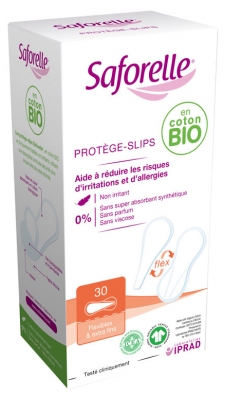 Saforelle 30 Protège-Slips en Coton Bio Flexibles & Extra-Fins