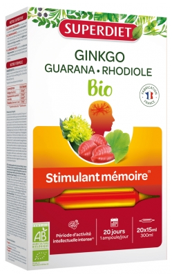Superdiet Stimulant Mémoire Bio (Ginkgo Boost Bio) - 20 Ampoules de 15 ml