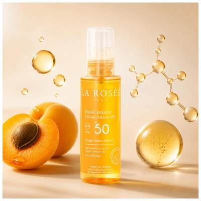 La Rosée Huile Solaire Spf50 à l'Huile d'Abricot Bio