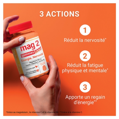 Mag 2 Boost Énergie et Nervosité Magnésium 45 Gommes