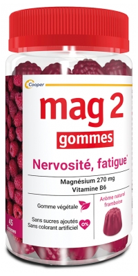Mag 2 Gommes Nervosité Fatigue Framboise Lot de 2 x 45 Unités