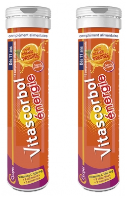 Vitascorbol Énergie C500 + 8 Vitamines + 3 Minéraux 30 Unités Effervescentes