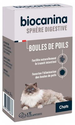 Biocanina Sphère Digestive Boule de Poils pour Chats 12 Unités Appétentes