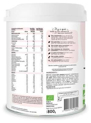 Popote Lait Infantile Le 2ème Âge de 6 à 12 Mois Bio 800 g
