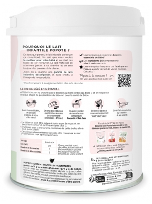 Popote Lait Infantile Le 2ème Âge de 6 à 12 Mois Bio 800 g