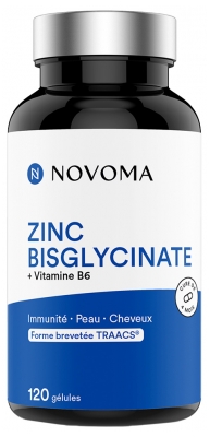 Novoma Zinc Bisglycinate + Vitamine B6 Immunité Peau et Cheveux 120 Gélules