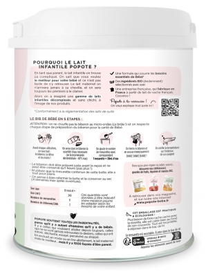 Popote Croissance Lait Infantile 3ème Âge de 10 Mois à 3 Ans Bio 800 g