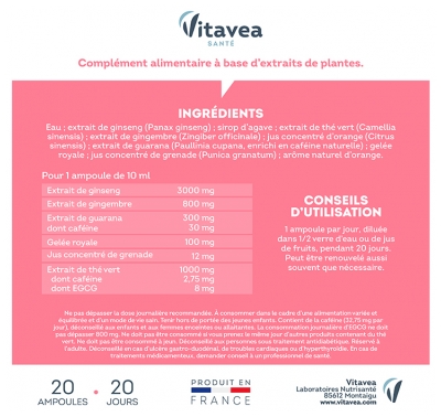 Vitavea Force G Booster Shot 15 Ampoules + 5 Offertes
