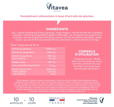 Vitavea Force G Booster Shot Énergie Immédiate 10 Unités