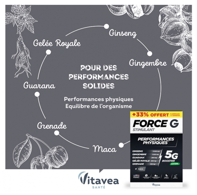 Vitavea Force G Stimulant Performances Physiques Booster 15 Ampoules + 5 Offertes