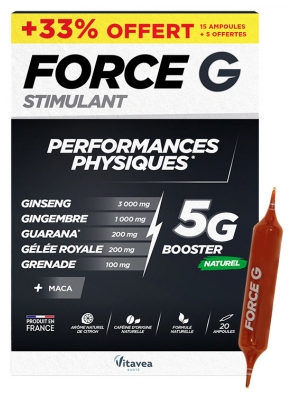 Vitavea Force G Stimulant Performances Physiques Booster 15 Ampoules + 5 Offertes