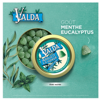 Valda Gommes Menthe Eucalyptus Adoucit la Gorge 140 g