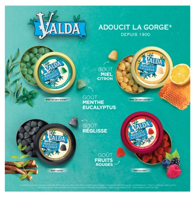 Valda Gommes Menthe Eucalyptus Adoucit la Gorge 140 g