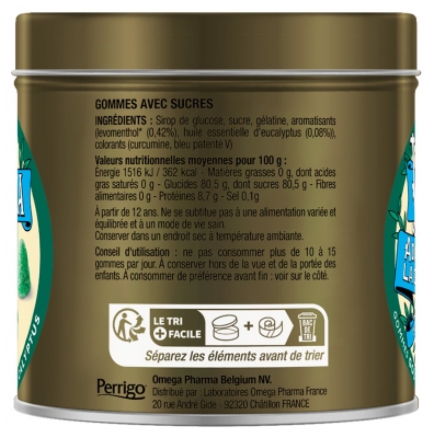 Valda Gommes Menthe Eucalyptus Adoucit la Gorge 140 g