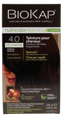 Biokap Nutricolor Delicato Rapid Coloration pour Cheveux - Coloration : 4.0 Châtain Naturel
