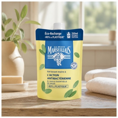 Le Petit Marseillais Gel Lavant Mains Antibactérien Toutes Peaux Recharge 250 ml 
