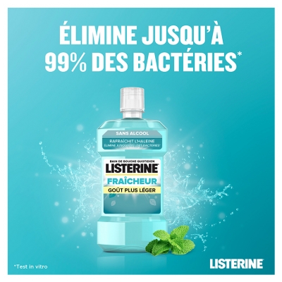 Listerine Bain de Bouche Fraîcheur Goût Plus Léger Sans Alcool 500 ml