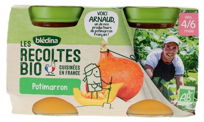 Blédina Les Récoltes Bio Potimarron Dès 4/6 Mois Bio 2 POTS