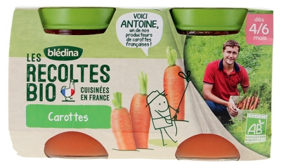 Blédina Les Récoltes Bio Carottes Dès 4/6 Mois Bio 2 POTS