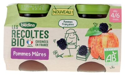 Blédina Les Récoltes Bio Pommes Mûres 4/6 Mois Bio 2 POTS