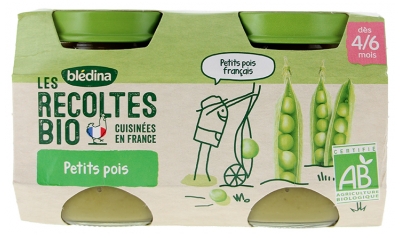 Blédina Les Récoltes Bio Petits Pois 4/6 Mois Bio 2 POTS