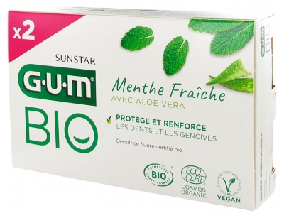 GUM Dentifrice Menthe Fraîche à l'Aloe Vera Bio 2 x 75 ml