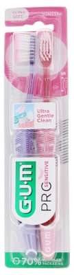 Gum Brosse à Dents Pro Sensitive Ultra-Souple 15/100E - Lot de 2 - Couleur : Violet / Rose