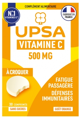 UPSA Vitalité Vitamine C 500 mg 30 Comprimés à Croquer Goût Orange