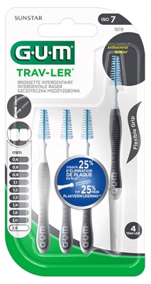 GUM Trav-Ler 4 Brossettes Interdentaires Grip Flexible - Taille : 1619 : 2,6 mm