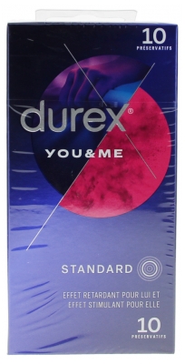 Durex You & me 10 Préservatifs Avec Gel Retardant Pour Lui et Texture Stimulante Pour Elle
