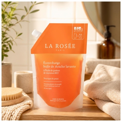 La Rosée Huile de Douche Lavante Tous Types de Peaux Éco-Recharge 400 ml