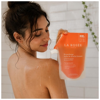 La Rosée Huile de Douche Lavante Tous Types de Peaux Éco-Recharge 400 ml