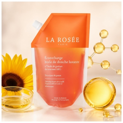 La Rosée Huile de Douche Lavante Tous Types de Peaux Éco-Recharge 400 ml