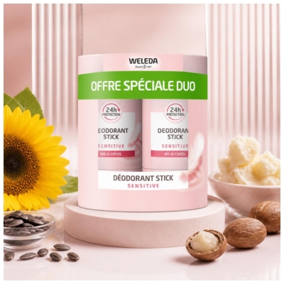 Weleda Déodorant Sensitive Stick Peaux Sensibles Lot de 2 x 50 g