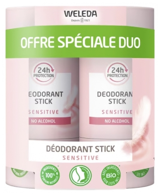 Weleda Déodorant Sensitive Stick Peaux Sensibles Lot de 2 x 50 g