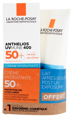 La Roche-Posay Anthelios la Roche Posay Uvmune 400 Crème Solaire Peau Sensible 50+ Avec Parfum 50 ml + Anthelios Post-Uv Exposure 75 ml Offert