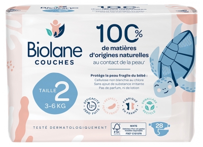 Biolane Couches Écologiques Taille 2 (3-6 kg) 28 couches
