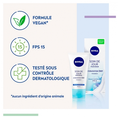 Nivea Soin de Jour Fraîcheur Hydratation 24h Pour les Peaux Normales SPF15 50 ml