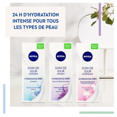 Nivea Soin de Jour Fraîcheur Hydratation 24h Pour les Peaux Normales SPF15 50 ml